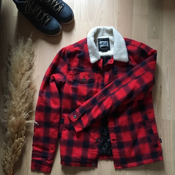 Plaid Flannel Jacket with Fleece Collar - Picture 6 of 8